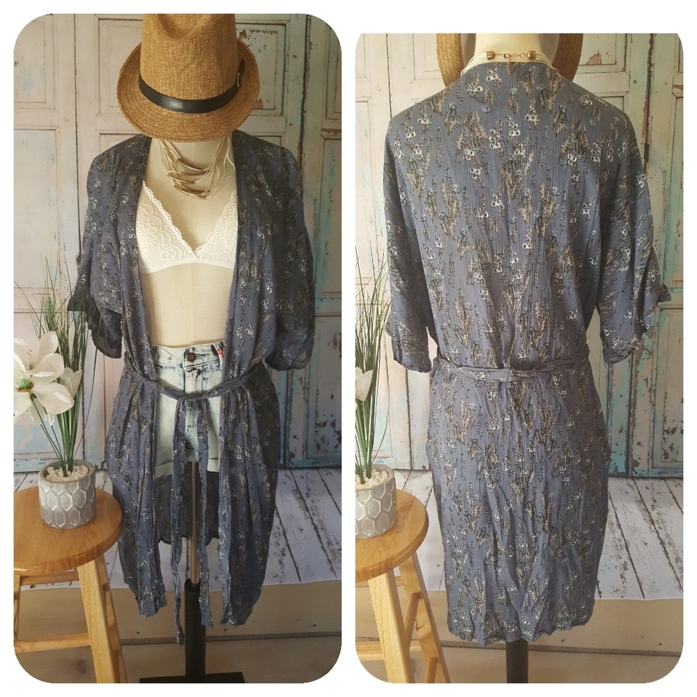 Blue kimono duster